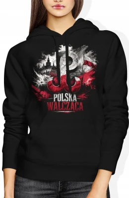 Polska Walcząca symbol PW duma wolność Damska bluza z kapturem