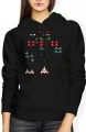 Gra arcade kosmiczny statek piksele High Score 8 bit Damska bluza z kapturem 