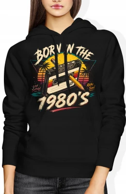 Born In The 1980's Kaseta Magnetofonowa Lata 80 Damska bluza z kapturem