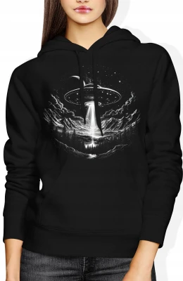 UFO nad górami kosmiczny statek obcy Damska bluza z kapturem