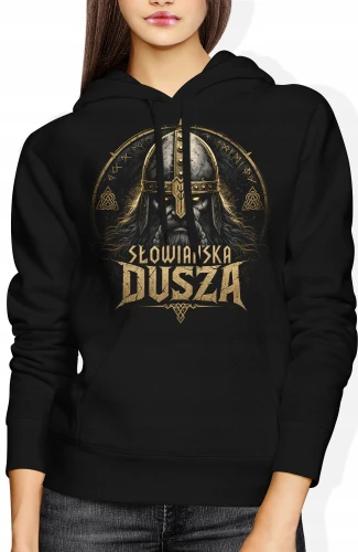 Słowiańska dusza wojownik legenda kultura słowian Damska bluza z kapturem color:#000000