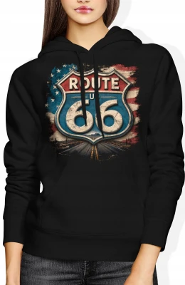 Route 66 Amerykańska Szosa Road Trip Damska bluza z kapturem
