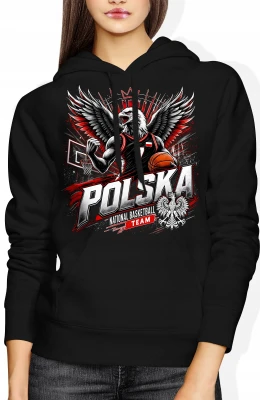 Polska Koszykówka Orzeł Reprezentacja Narodowa Kibic Damska bluza z kapturem