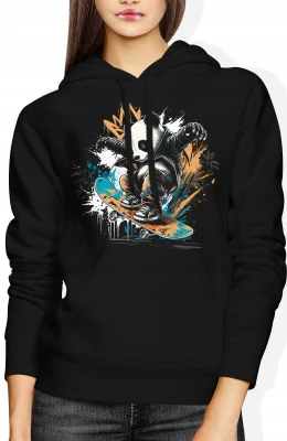 Panda skate deskorolka street miejski styl Damska bluza z kapturem
