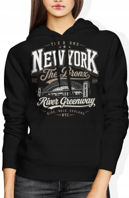 New York Bronx River Greenway USA Damska bluza z kapturem
