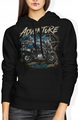 Adventure is calling and i must go motocykl Damska bluza z kapturem