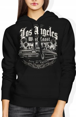 Los Angeles lowrider city of angels samochód vintage  Damska bluza z kapturem