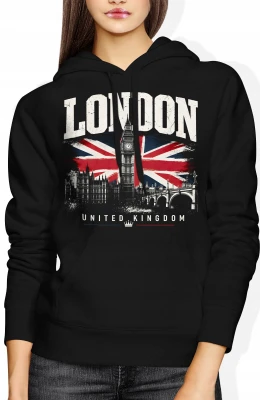 London Big Ben flaga Wielkiej Brytanii UK Damska bluza z kapturem