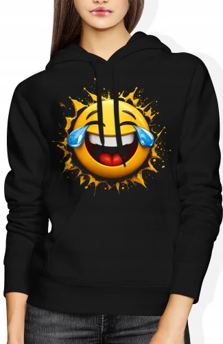 Emoji płaczę ze śmiechu emotka Damska bluza z kapturem color:#000000
