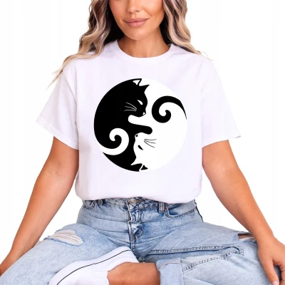 Koszulka Yin Yang koty damska