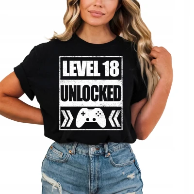 Level 18 unlocked koszulka na 18 urodziny Damska koszulka