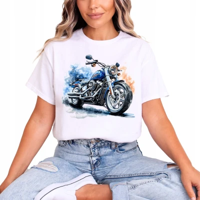 Retro niebieski Chopper Damska koszulka