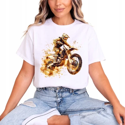 Złoty motocyklista motocross enduro cross ktm Damska koszulka