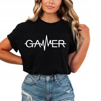 Gamer linia życia bicie serca Damska koszulka