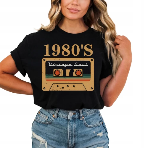 Lata 80 Męska Retro Kaseta Oldschool Muzyka 1980s Damska koszulka 