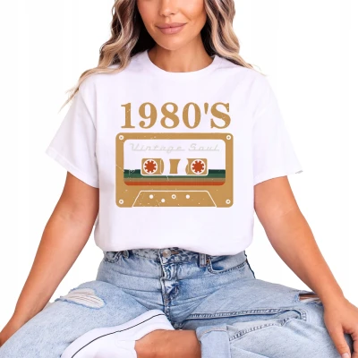 Lata 80 Męska Retro Kaseta Oldschool Muzyka 1980s Damska koszulka