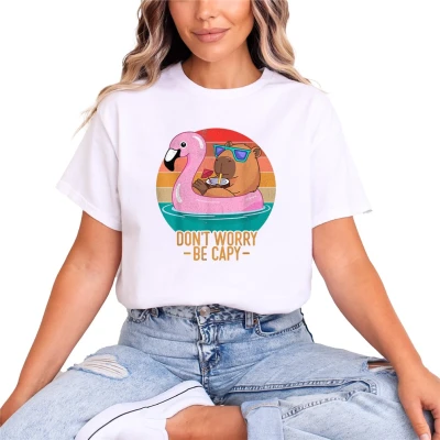 don’t worry be capy kapibara flaming humor chillout drink Damska koszulka