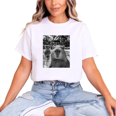 kapibara w basenie  mem selfie chill wakacje capybara Damska koszulka