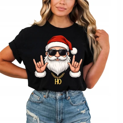 Rockowy Mikołaj – Ho Ho styl, świąteczny klimat z luzem Damska koszulka
