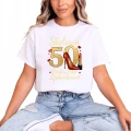 Stylowa 50 kobieca elegancja złoty styl luksus moda pewność siebie Damska koszulka 