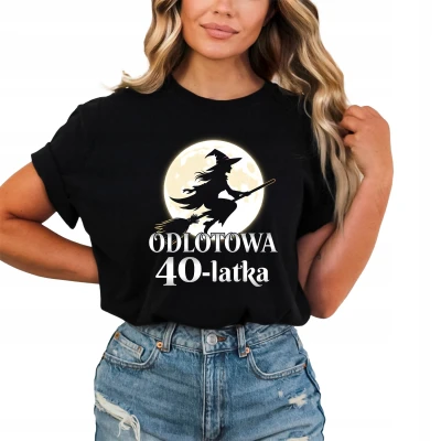 Odlotowa 40-latka czarownica noc księżyc magia kobieca niezależność Damska koszulka