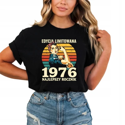 Edycja limitowana 1976 najlepszy rocznik retro styl kobieca siła vintage lata 70 Damska koszulka