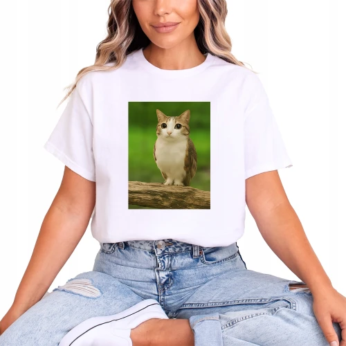 Meowl brainrot kot sowa tiktok Damska koszulka 
