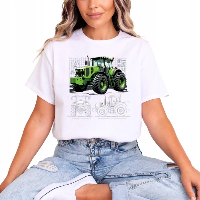 Traktor rolniczy schemat techniczny precyzja maszyny rolnictwo Damska koszulka