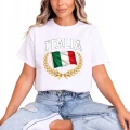 Italia flaga włochy godło laur patriotyczny symbol europa kraj heritage styl vintage Damska koszulka 