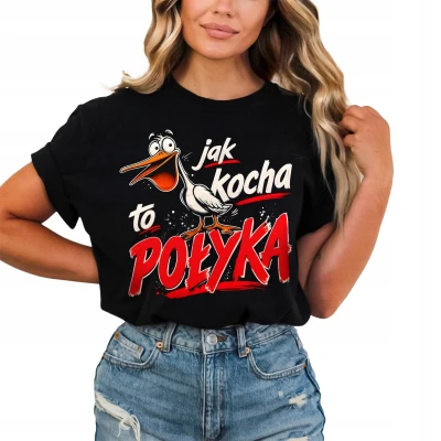 Jak Kocha To Połyka Bocian Śmieszny Viral Damska koszulka
