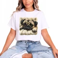 Mops pies puppy cute dog lovers Damska koszulka 