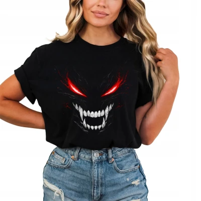 Demoniczne Oczy horror potwór red eyes halloween Damska koszulka