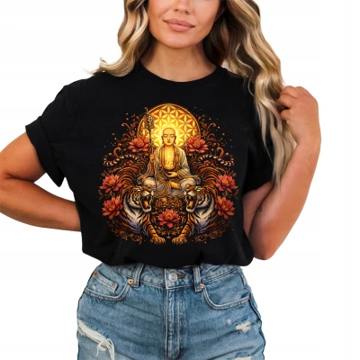 Medytacja tygrysy buddyzm mandala Damska koszulka