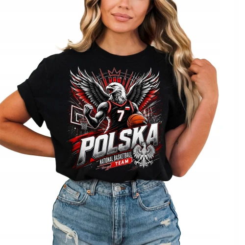 Polska Koszykówka Orzeł Reprezentacja Narodowa Kibic Damska koszulka color:#000000