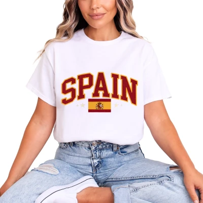 Spain Hiszpania Flaga Narodowa Europejski Kibic Damska koszulka