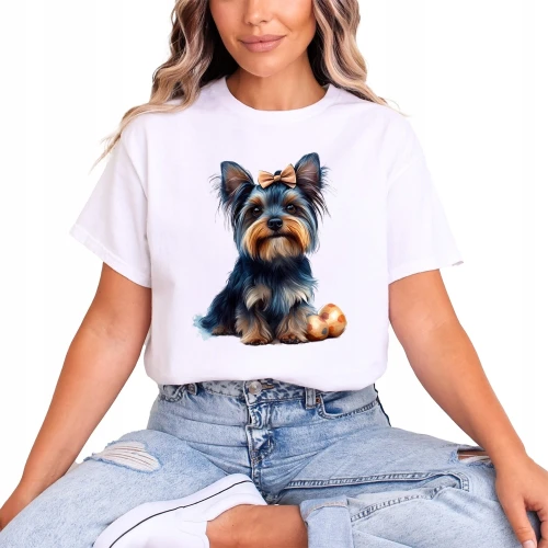 Yorkshire Terrier York Piesek Słodki Pupilek Damska koszulka 