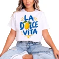 La Dolce Vita cytryna Włochy wakacje Damska koszulka 