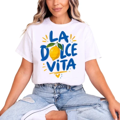 La Dolce Vita cytryna Włochy wakacje Damska koszulka