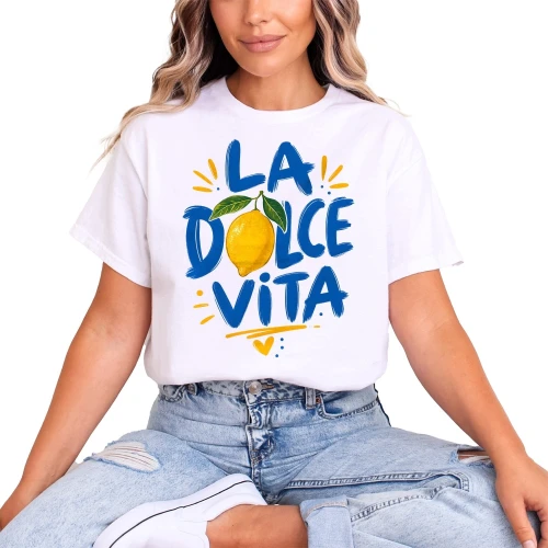 La Dolce Vita cytryna Włochy wakacje Damska koszulka 