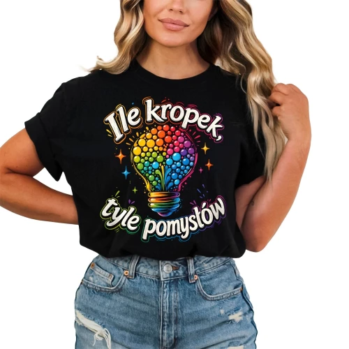 Ile kropek tyle pomysłów kreatywność inspiracja szkoła Dzień Kropki Damska koszulka color:#000000
